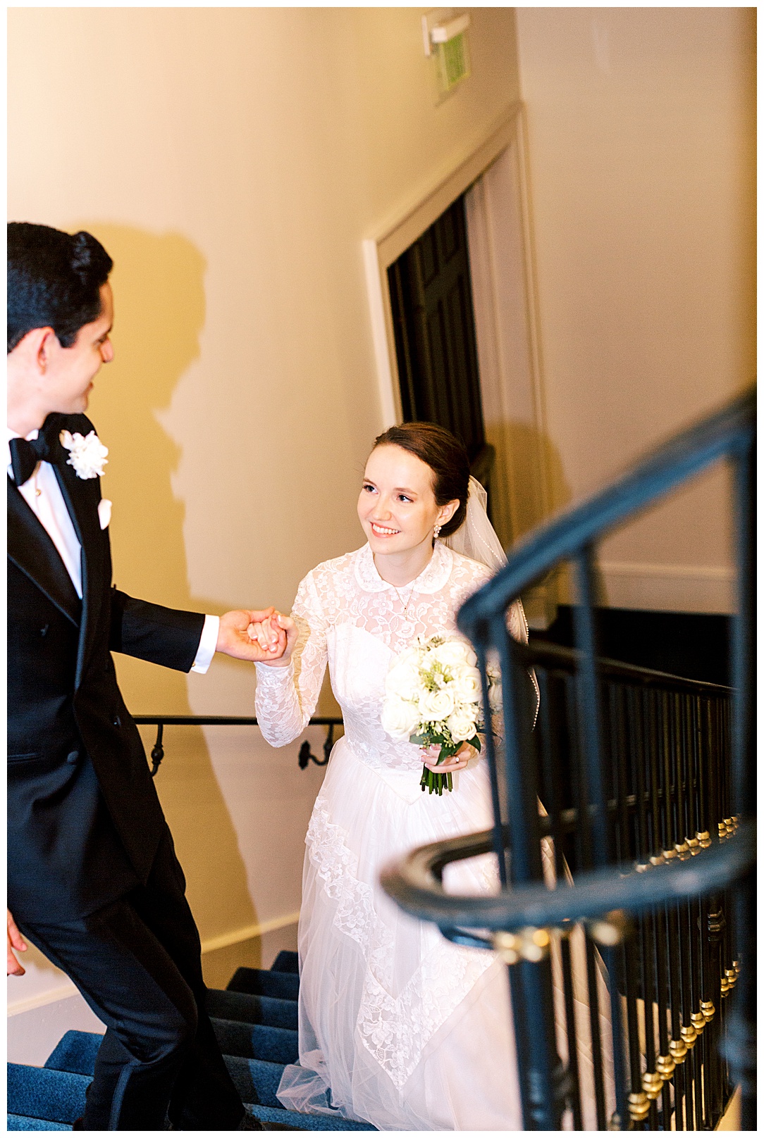 Indoor Film Wedding Portraits at Belle Haven Country Club
