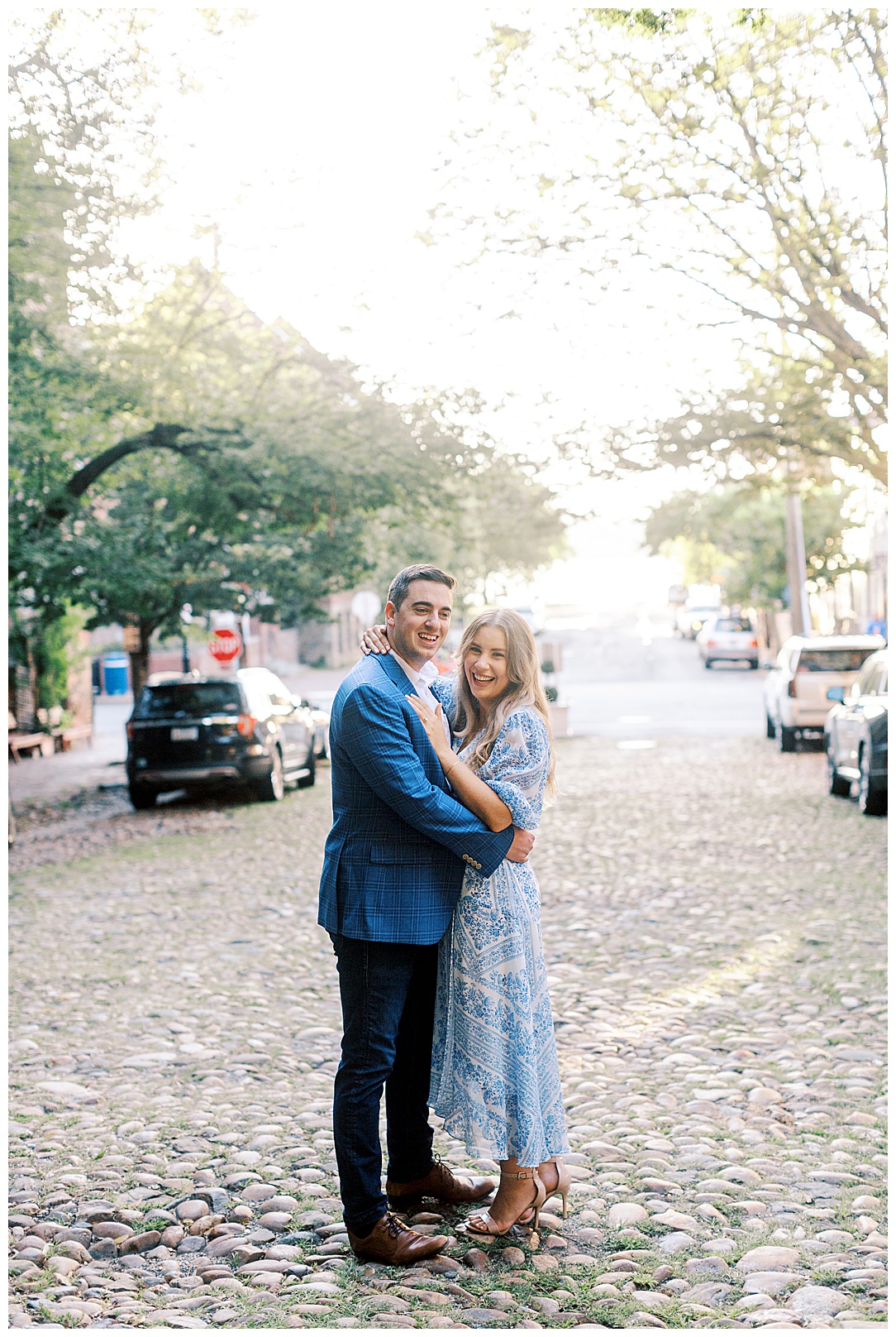 Old Town Alexandria Cobblestone Streets - Sunrise Engagement Session near DC
