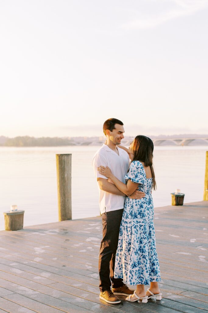 facing each other waterfront portrait from Northern Virginia portrait session